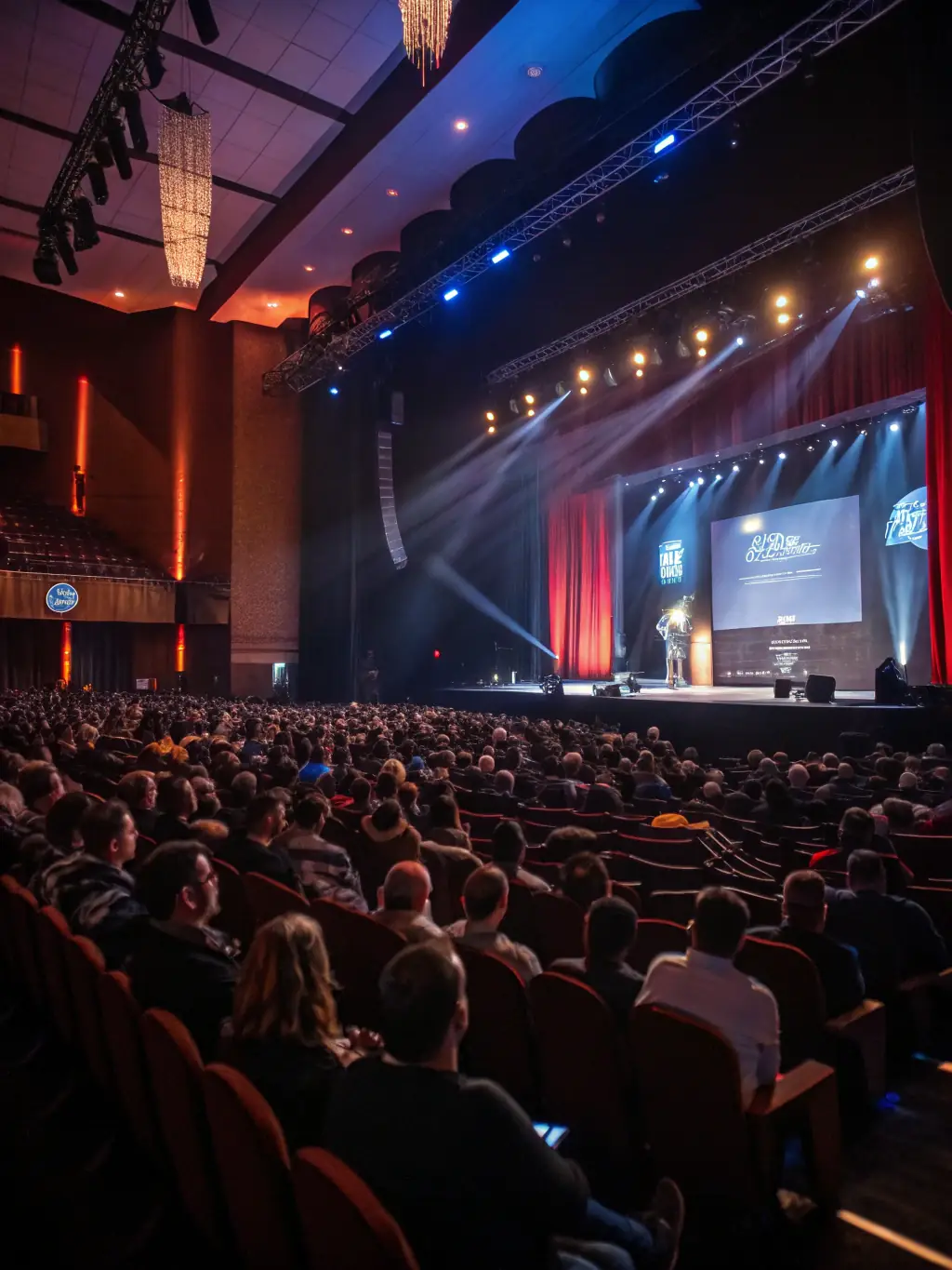 A photograph of a conference hall filled with attendees listening to a speaker during a sustainable agriculture conference in London, UK.